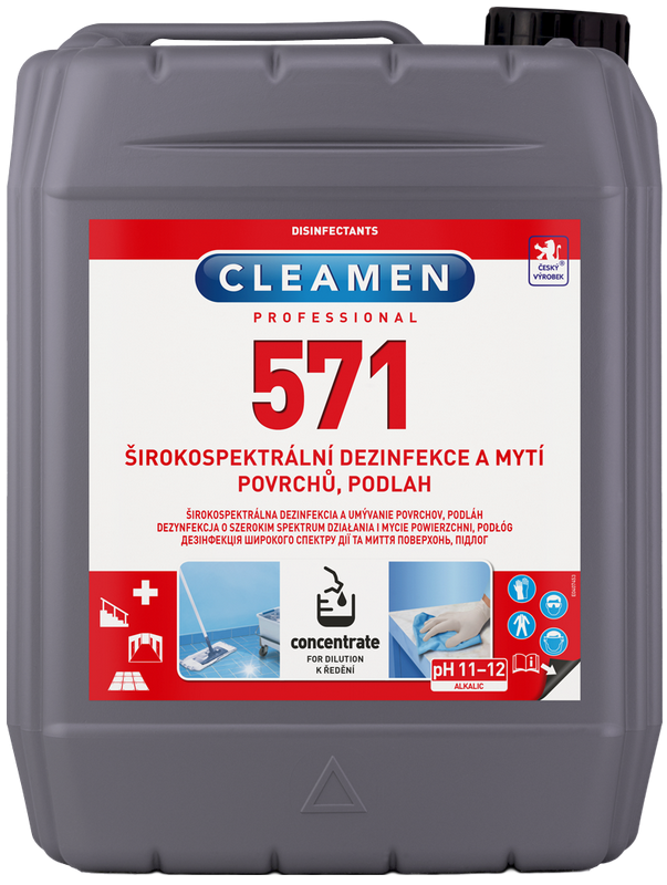 Cleamen 571 concentrate širokospektrálna dezinfekcia a umývanie povrchov, podláh 5L