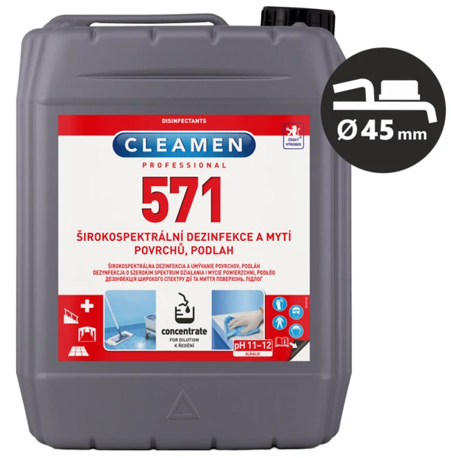 Cleamen 571 concentrate širokospektrálna dezinfekcia a umývanie povrchov, podláh 5L