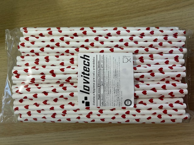 Slamky papierové PREMIUM 4vr nerozmáčavé JUMBO Valentín 25 cm, Ø 8 mm [100 ks]