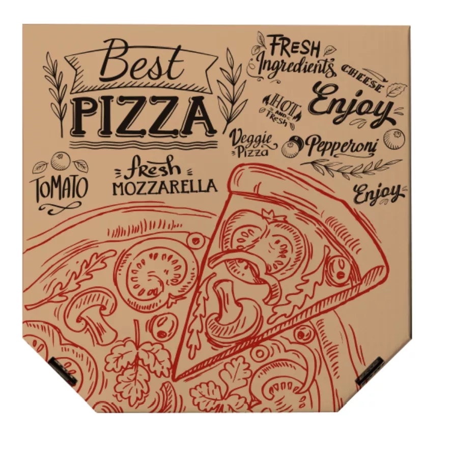 Krabica na pizzu z vlnitej lepenky KRAFT 33 x 33 x 3 cm [100 ks]