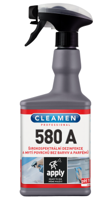 Cleamen 580 A nariedený roztok dezinfekcia a umývanie povrchov bez farbív a parfumov 550ml