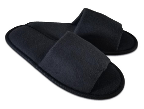 Papuče froté otvorená špička 28cm, čierne /100ks/