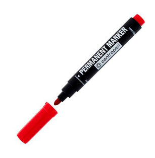 Permanentný popisovač Centropen 8566, guľatý hrot, 2,5 mm, červený