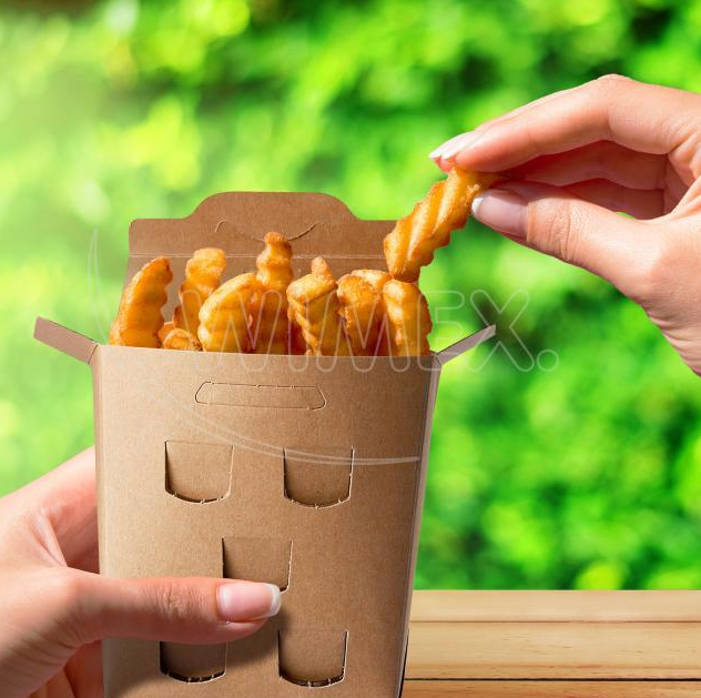 Box na hranolky (PAP FSC Mix) nepremastiteľný kraft `150 g` [50 ks] 